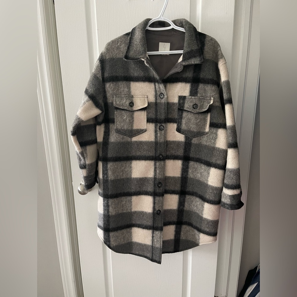Joie Windowpane Shacket Sz L